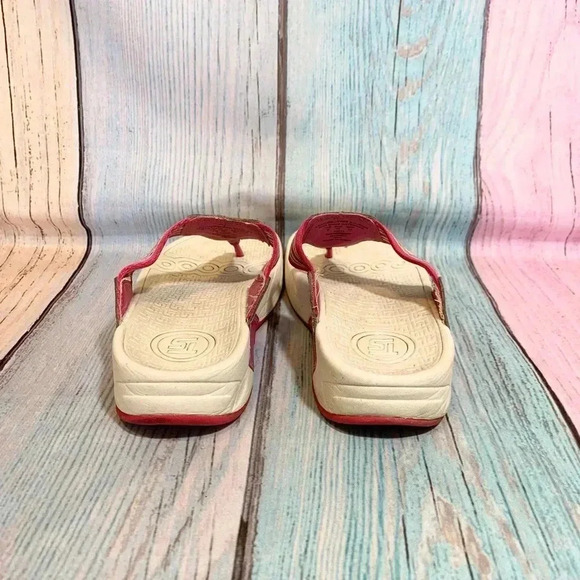 Pink and white therashoe slip on sandals open toe flip Flops - Picture 9 of 12